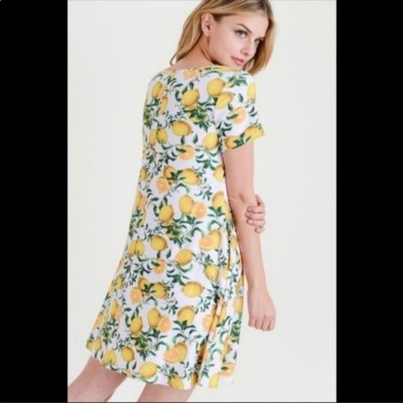 Yelete Lemon Swing Dress with Pockets Size S NEW - Picture 8 of 8